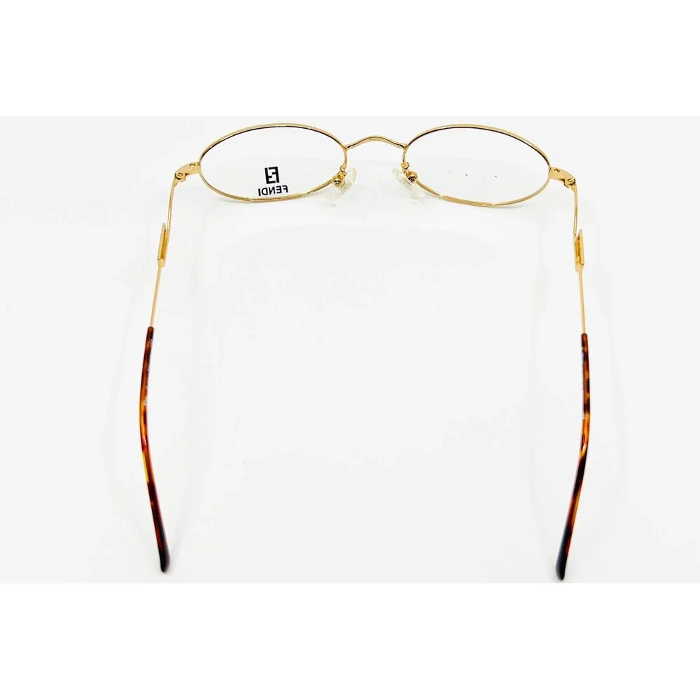 Fendi Eyeglasses Womens Gold Oval Frames F88 Golden Glimmer 48-18-135